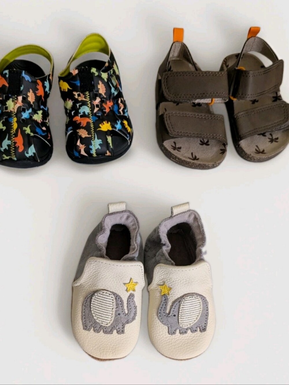 Kids 3c Multicolor Dinosaur Sandals & Infant 0-6m Leather Elephant Slip-Ons